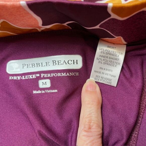 Pebble Beach Women's Mod Print Floral Skort Burgundy, Pink, Gold Size Medium - Picture 8 of 9